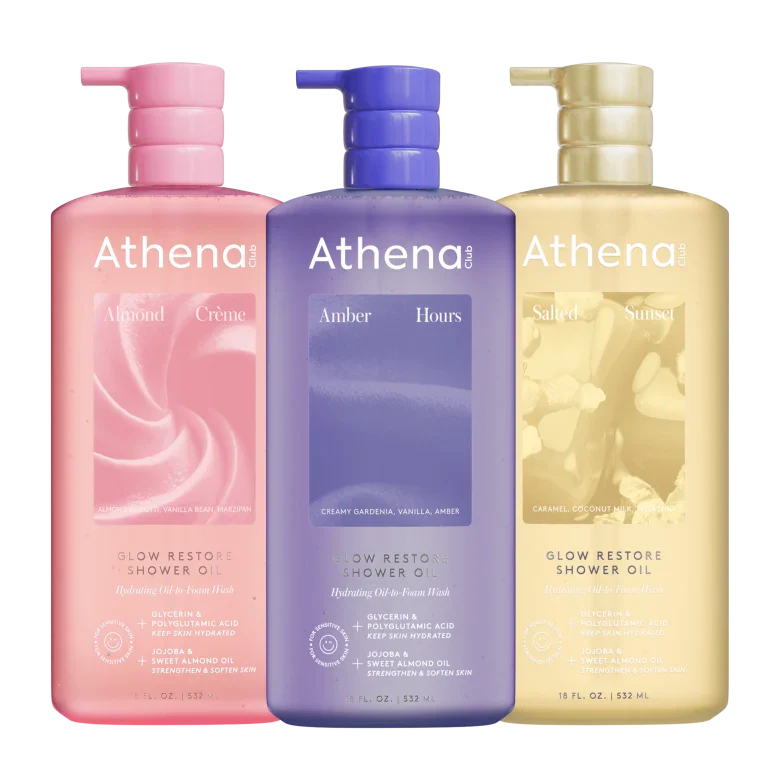 Glow Restore Shower Oil Trio - Weekend Pair Almond Creme, Amber Hours, Salted Sunset